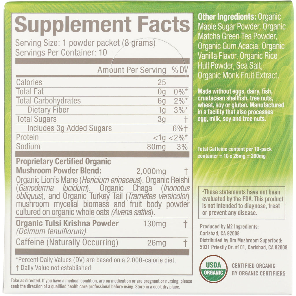 MMX037 | Supplement Facts label showing serving size, nutrition values, proprietary mushroom powder blend and ingredients - Thumbnail