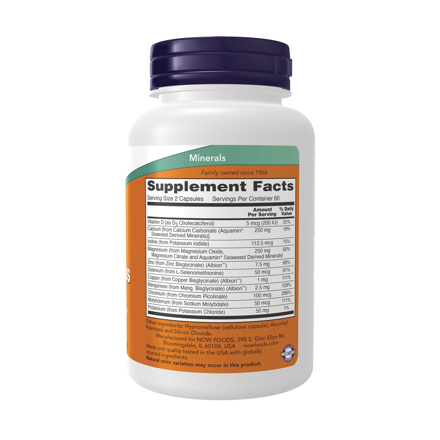 NWF674 | white supplement bottle back showing Supplement Facts panel and ingredients label