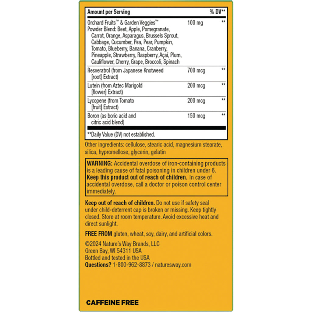 NW789 | back label showing supplement facts panel, ingredients, warnings and CAFFEINE FREE - Thumbnail