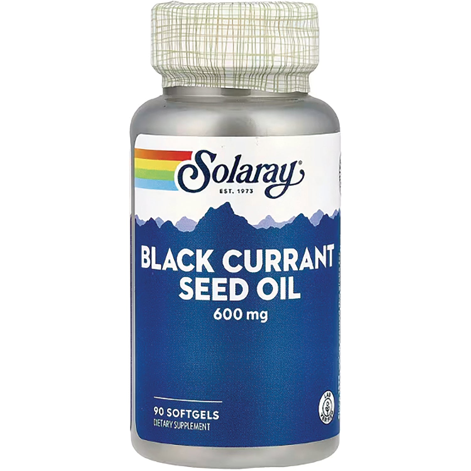SLR331 | Solaray Black Currant Seed Oil 600 mg, 90 softgels dietary supplement bottle front