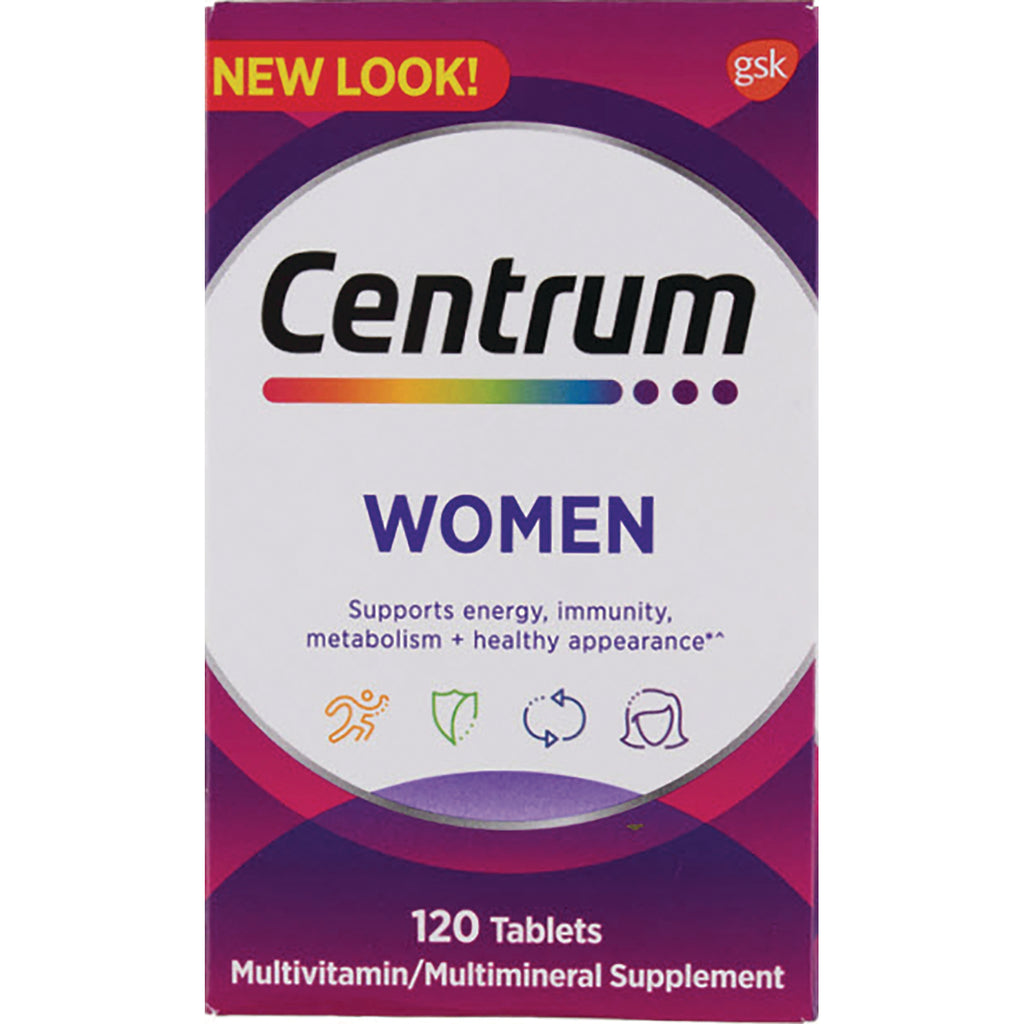 CEN033 | Centrum Women multivitamin box front showing New Look label, GSK logo and 120 tablets - Thumbnail