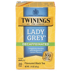 TWN018 | Twinings Lady Grey Decaffeinated black tea, 20 tea bags, 1.41 oz box front