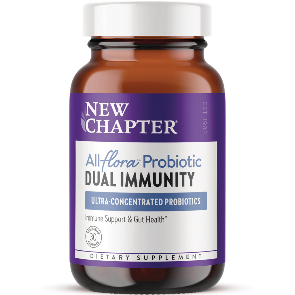 New Chapter Allflora Probiotic Dual Immunity dietary supplement bottle with purple label - Thumbnail