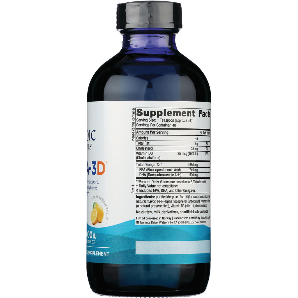NRN030 | back of blue supplement bottle showing Supplement Facts label, serving size and ingredients - Thumbnail
