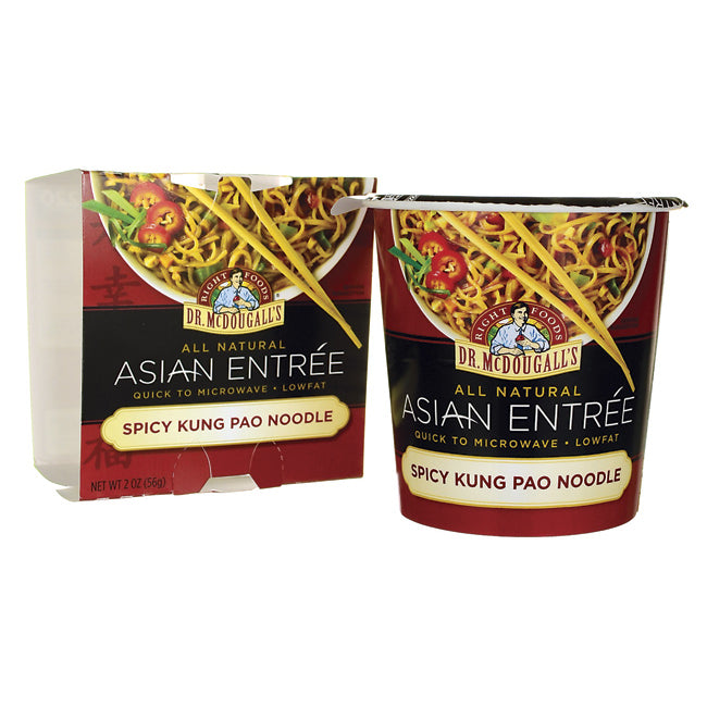 DMD004 | Dr. McDougall's Asian Entre Spicy Kung Pao Noodle cup and carton front view