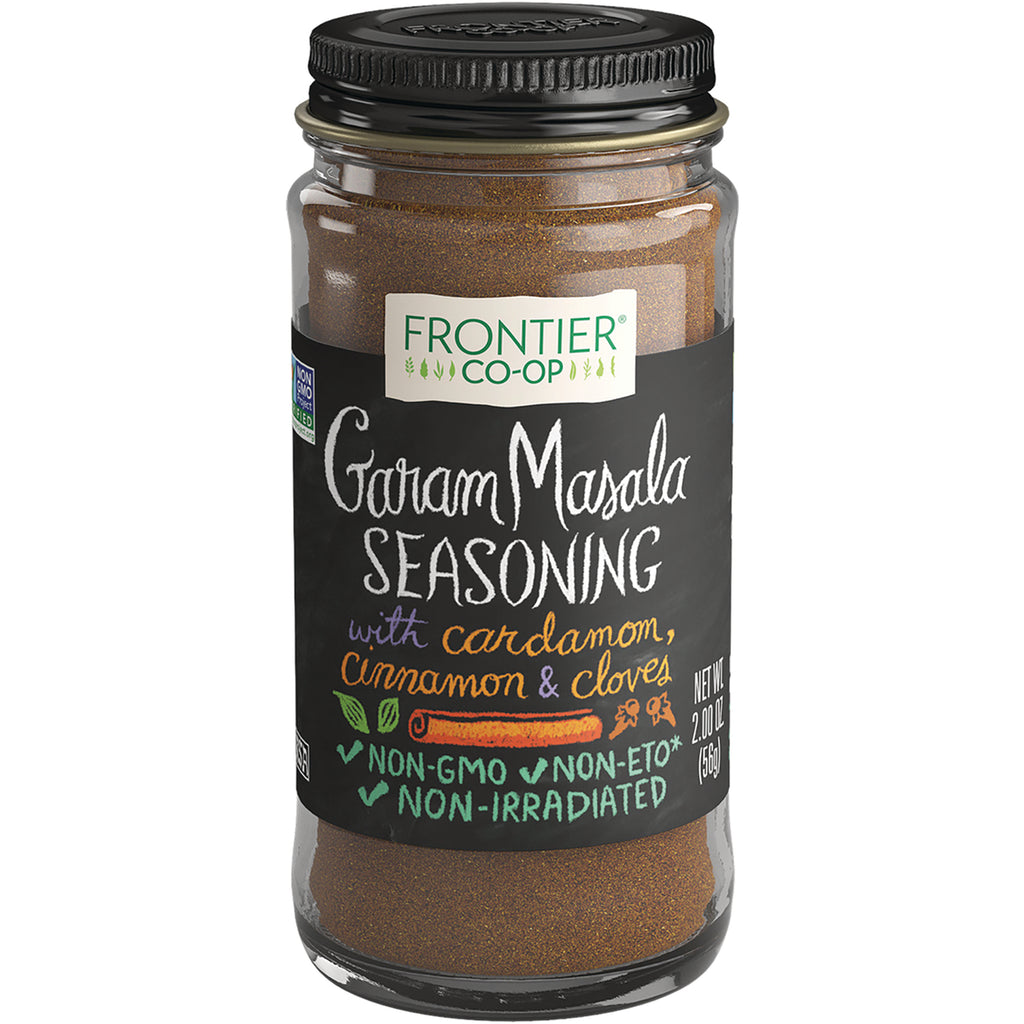 FNP006 | Frontier Co-op glass jar of Garam Masala seasoning labeled with cardamom, cinnamon & cloves 2.0 oz - Thumbnail