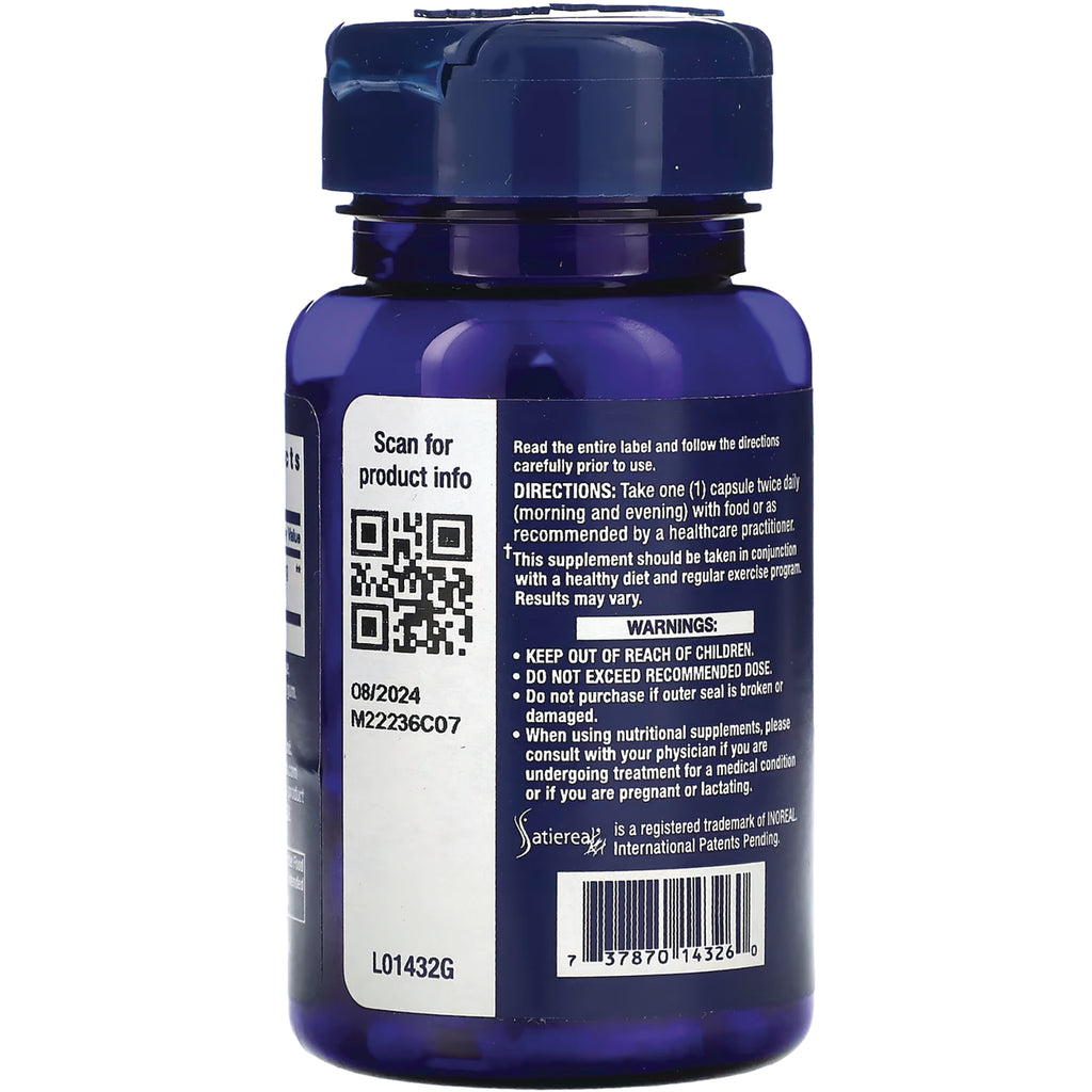LE092 | Back label of blue supplement bottle showing QR code, directions, warnings, and barcode - Thumbnail