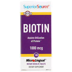 SUS011 | Superior Source Biotin 1000 mcg MicroLingual instant dissolve tablets, 100 count, GMO Free