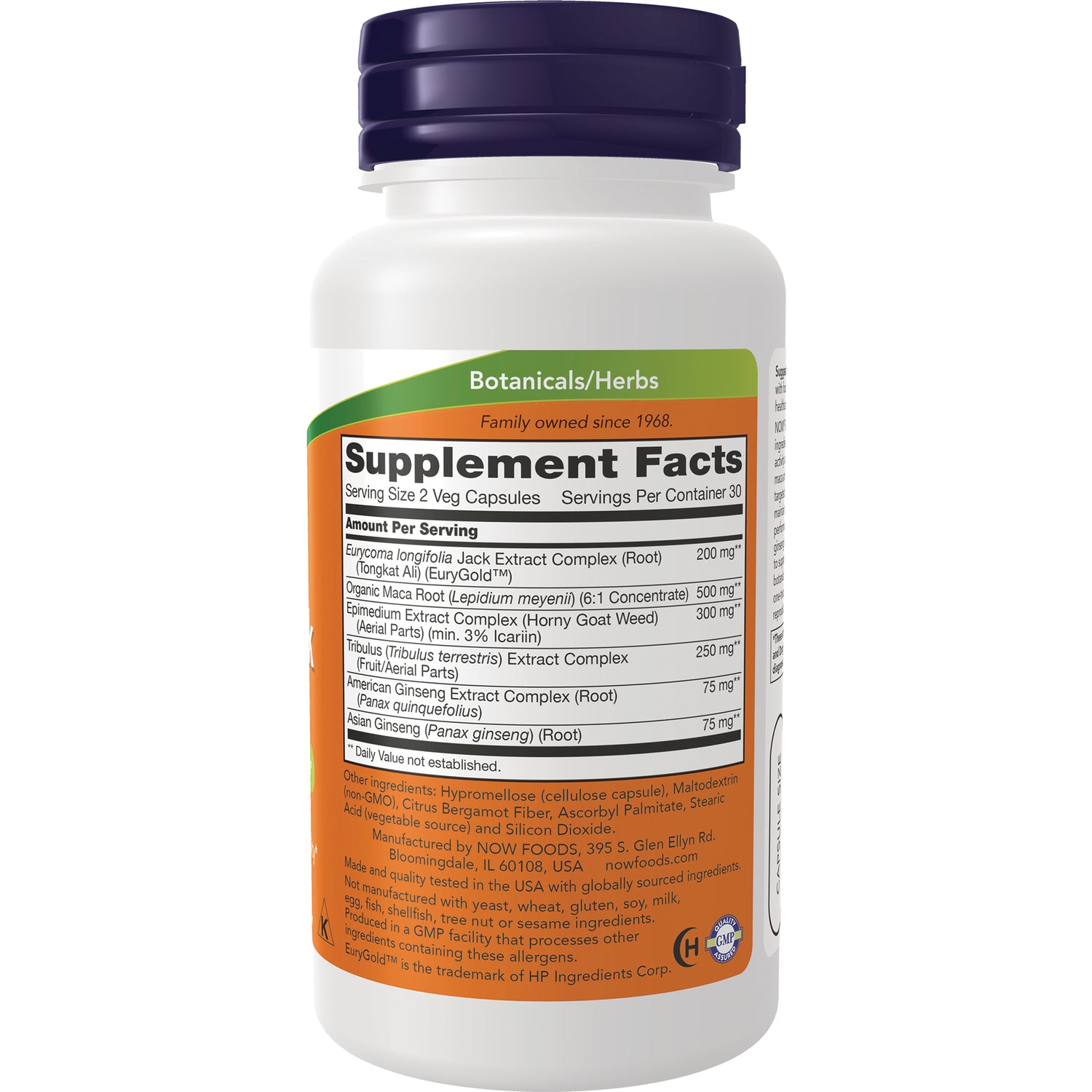 NWF639 | Back of white supplement bottle showing Supplement Facts label and ingredient panel