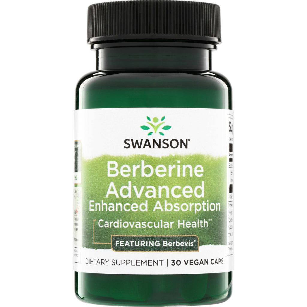 SW1864 | Swanson Berberine Advanced, Enhanced Absorption, dietary supplement bottle, 30 vegan caps - Thumbnail