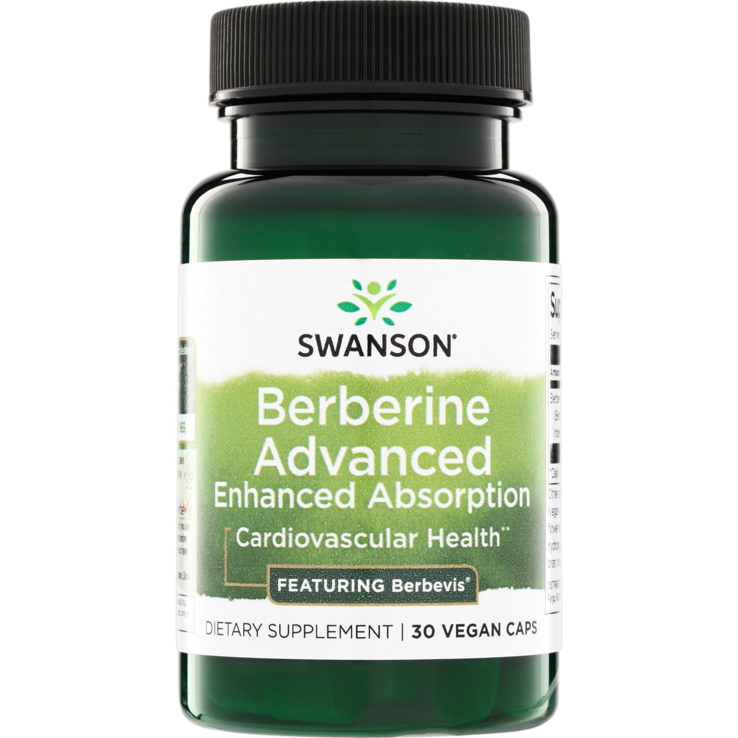 SW1864 | Swanson Berberine Advanced, Enhanced Absorption, dietary supplement bottle, 30 vegan caps