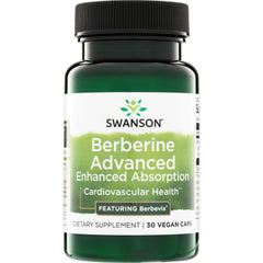 SW1864 | Swanson Berberine Advanced, Enhanced Absorption, dietary supplement bottle, 30 vegan caps
