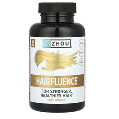 ZOU010 | Zhou Hairfluence dietary supplement bottle, 60 veggie capsules, label reads \