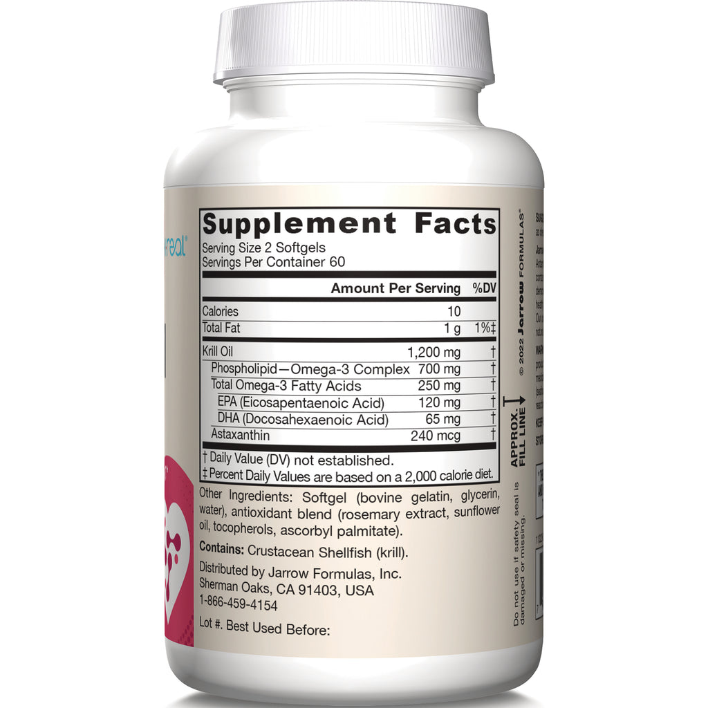 JR342 | back label showing Supplement Facts panel and ingredients for krill oil softgels - Thumbnail