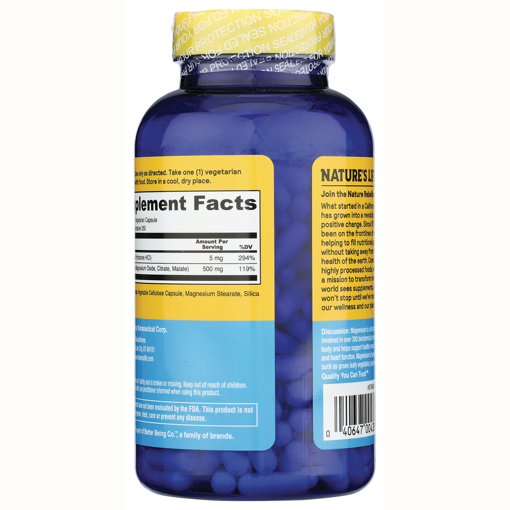 NSL004 | Back of blue supplement bottle showing supplement facts panel, ingredients, barcode and visible capsules - Thumbnail