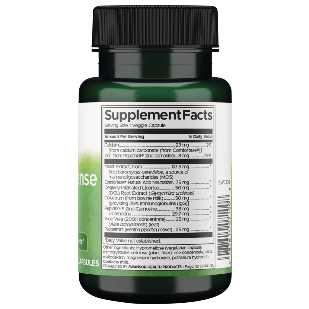 SWC100 | Supplement Facts panel, serving size 1 veggie capsule - Thumbnail