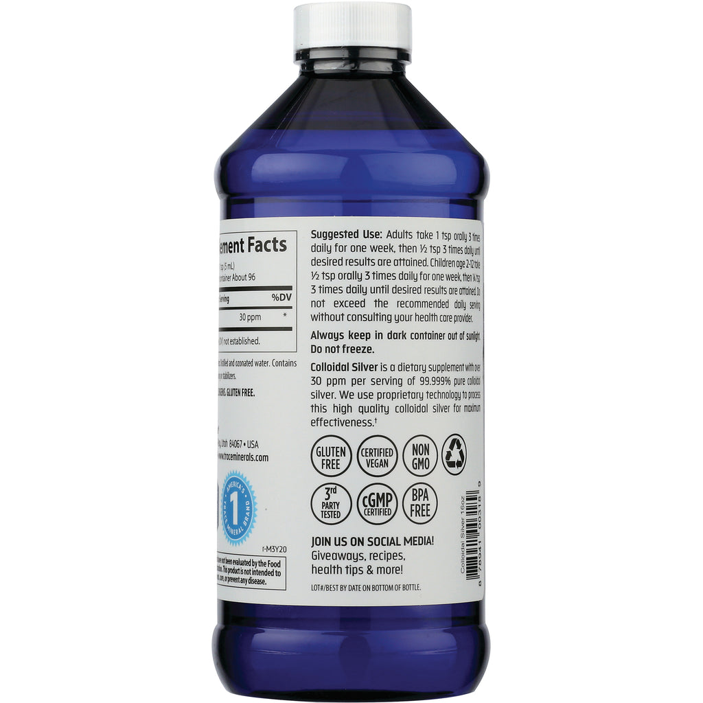 TM096 | Back label of blue bottle with Supplement Facts, directions, and icons: Gluten Free, Certified Vegan, Non GMO, cGMP - Thumbnail
