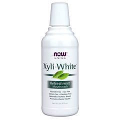 NWF645 | NOW Solutions XyliWhite Refreshmint mouthwash bottle front, 16 fl oz (473 mL)