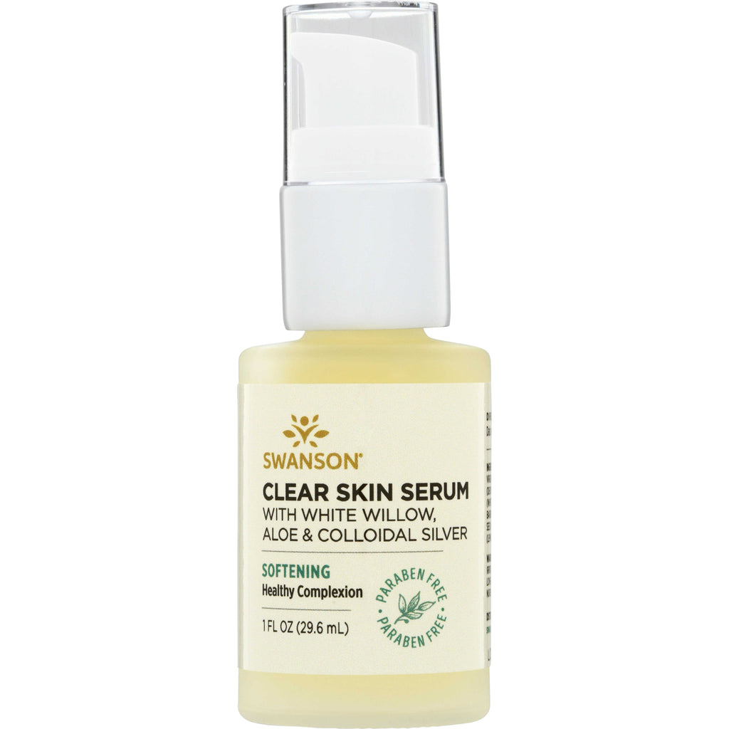 SW1606 | Swanson Clear Skin Serum with white willow, aloe and colloidal silver, 1 fl oz pump bottle - Thumbnail