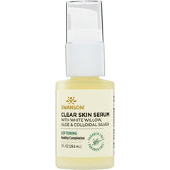 SW1606 | Swanson Clear Skin Serum with white willow, aloe and colloidal silver, 1 fl oz pump bottle