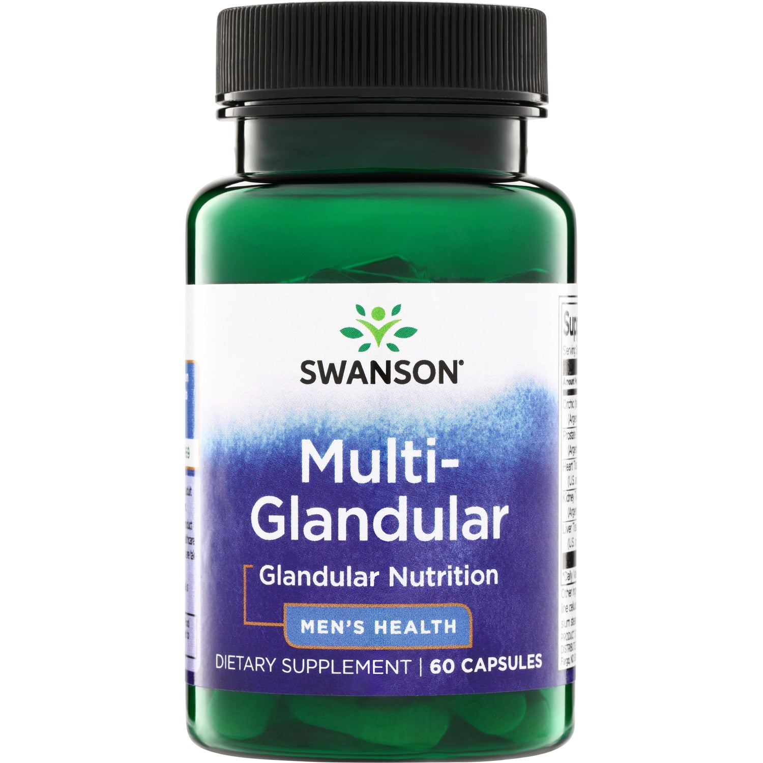 SW1313 | Swanson Multi-Glandular supplement bottle, Glandular Nutrition, Men's Health, 60 capsules