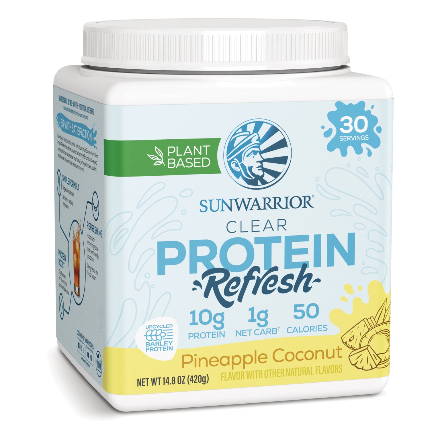 SNW050 | Sunwarrior Clear Protein Refresh, Pineapple Coconut, 14.8 oz tub, 30 servings, 10g protein