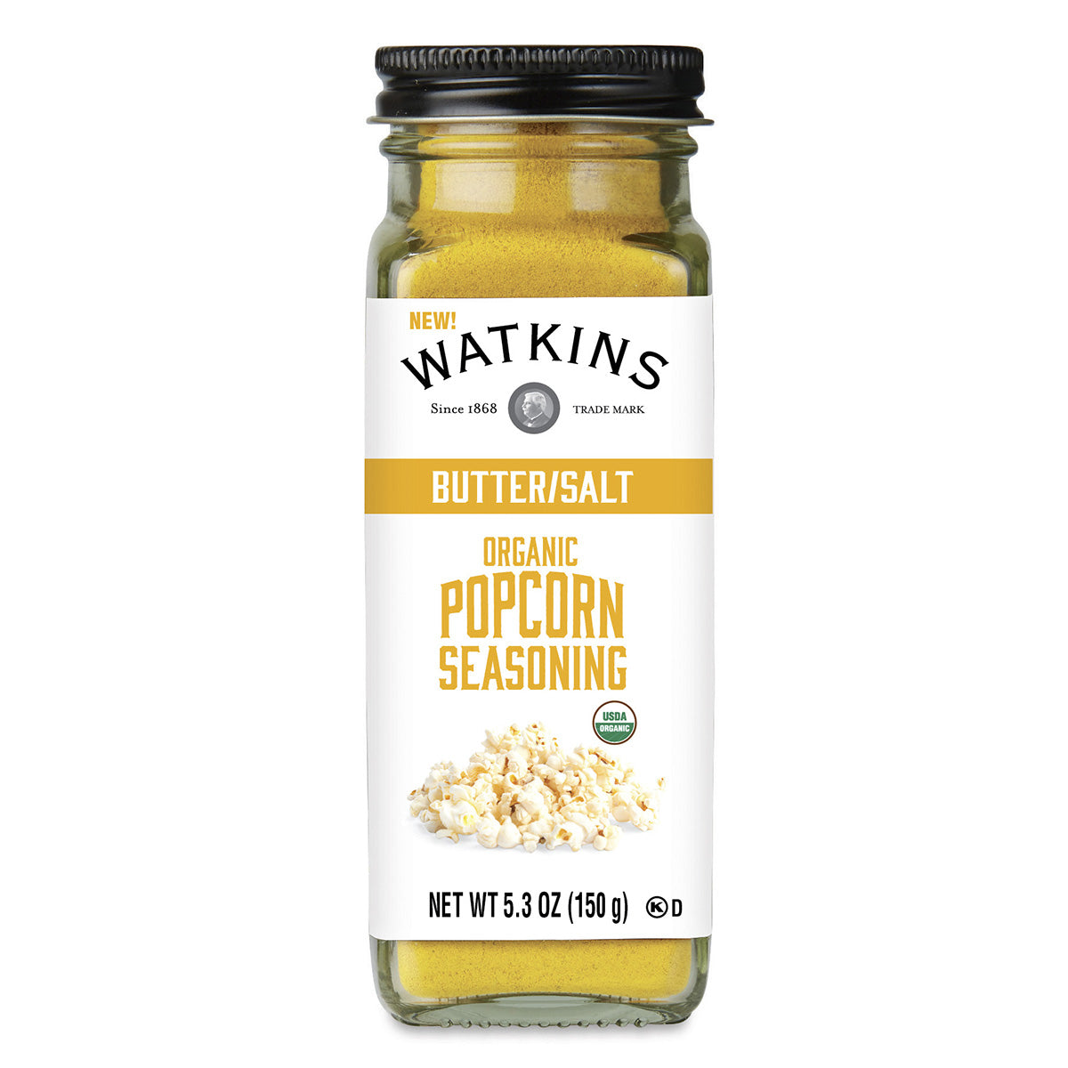 WTK035 | Watkins Butter/Salt Organic Popcorn Seasoning, 5.3 oz jar