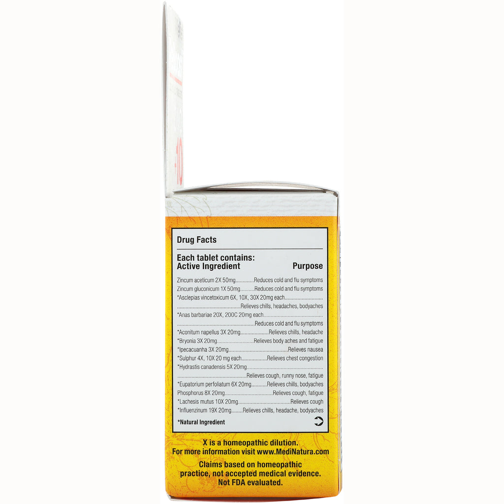 MNA044 | Back of yellow box showing Drug Facts panel listing active ingredients and homeopathic claims - Thumbnail
