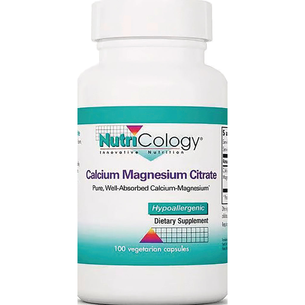 NCL114 | NutriCology Calcium Magnesium Citrate bottle, hypoallergenic dietary supplement, 100 vegetarian capsules - Thumbnail