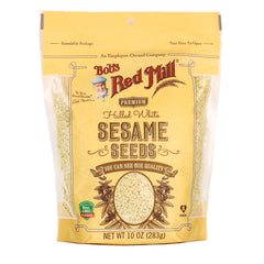 BOB263 | Bob's Red Mill hulled white sesame seeds 10 oz pouch front label showing seeds