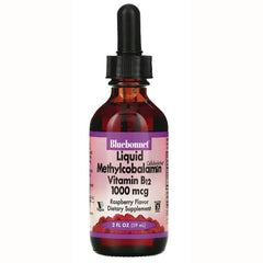 BLU094 | Bluebonnet Liquid Methylcobalamin Vitamin B12 1000 mcg raspberry flavor 2 fl oz dropper bottle