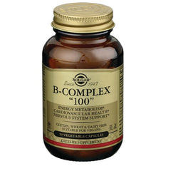 SLG209 | Solgar B-COMPLEX 100 amber bottle with gold label, 50 vegetable capsules dietary supplement