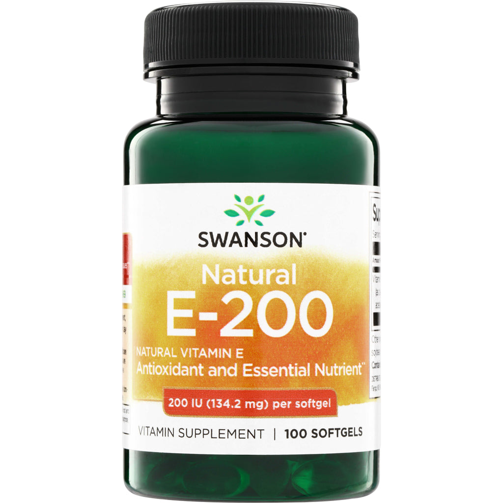 SW136 | Swanson Natural E-200 Vitamin E, 200 IU per softgel, 100 softgels bottle - Thumbnail