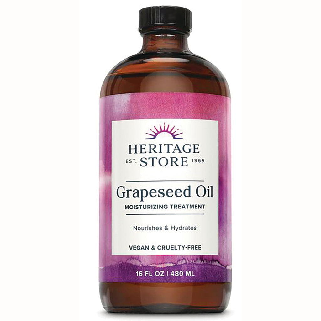 HTG006 | Amber bottle labeled Heritage Store Grapeseed Oil moisturizing treatment 16 FL OZ 480 ML - Thumbnail