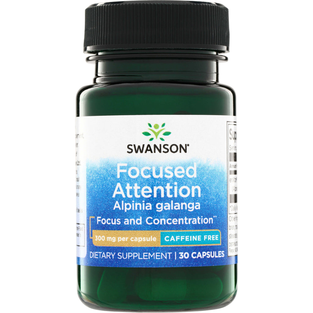 SW1818 | Swanson Focused Attention Alpinia galanga, Focus and Concentration, 300 mg per capsule, caffeine free, 30 capsules - Thumbnail