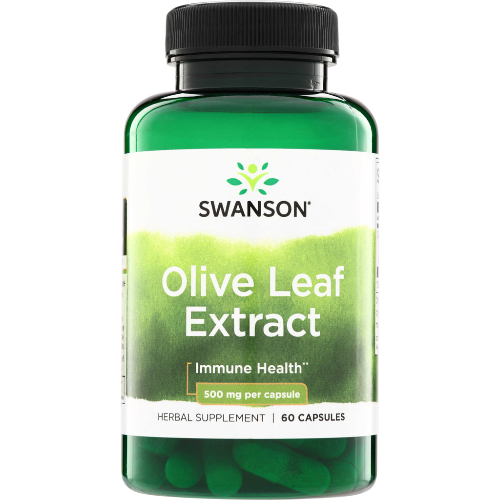 SWH158 | Swanson Olive Leaf Extract, Immune Health, 500 mg per capsule, herbal supplement, 60 capsules - Thumbnail
