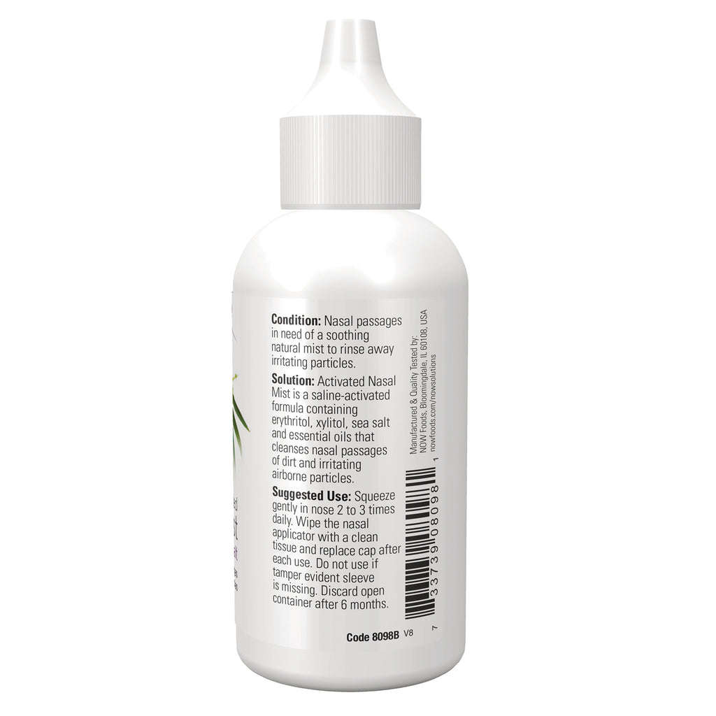 NWF402 | Back of white nasal spray bottle showing directions, ingredients, barcode and small-print label - Thumbnail