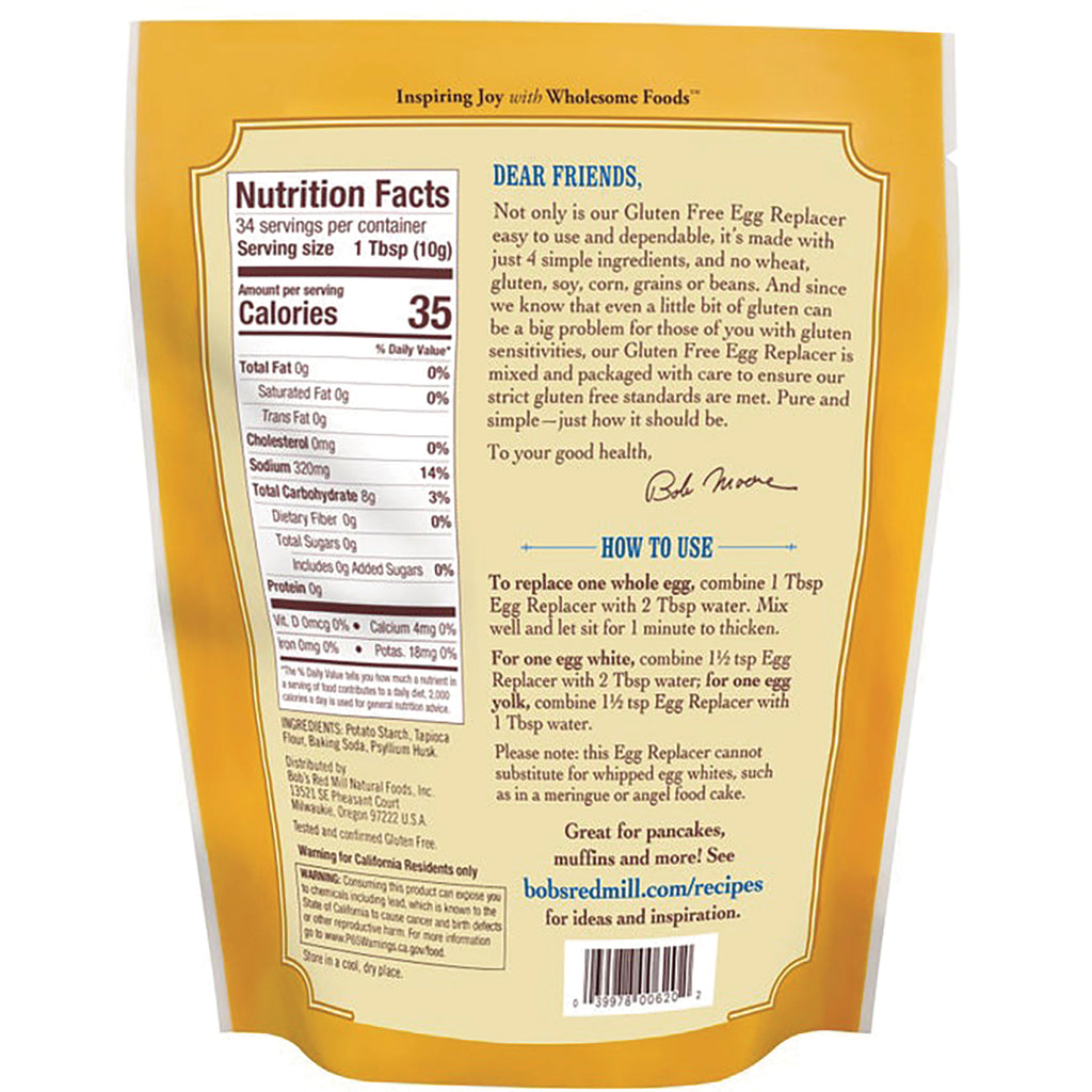BOB247 | Back of gold pouch showing Nutrition Facts panel, how to use instructions, and barcode - Thumbnail