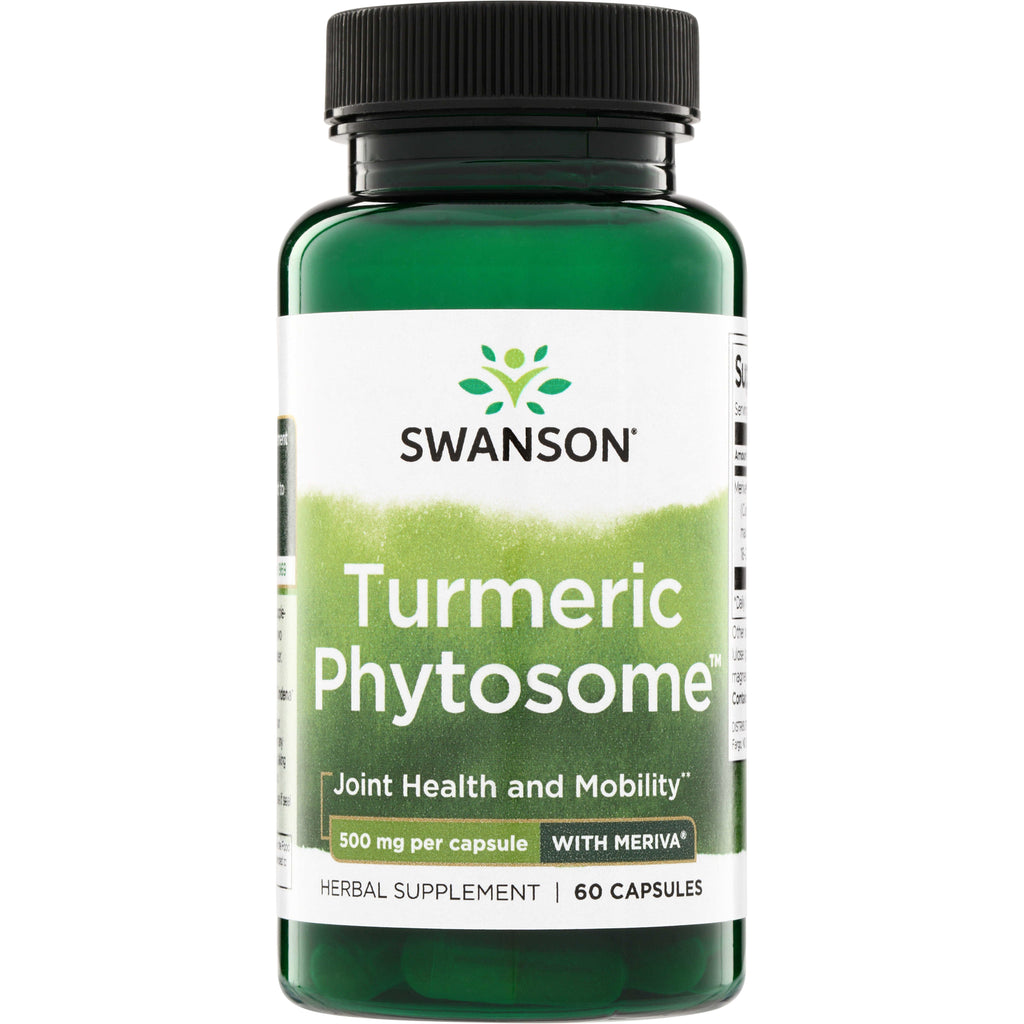 SWU493 | Swanson Turmeric Phytosome green bottle, 60 capsules, 500 mg per capsule for joint health and mobility - Thumbnail