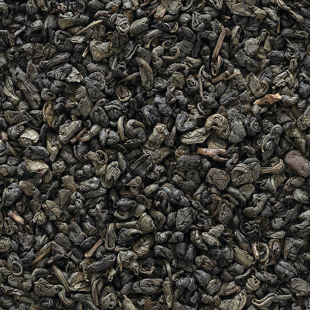 FNP082 | Close-up of rolled dark green loose tea leaves showing curled gunpowder-style leaves - Thumbnail