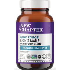 NWC267 | New Chapter Mind Force Lion's Mane mushroom blend bottle front with purple label and white cap, 60 capsules