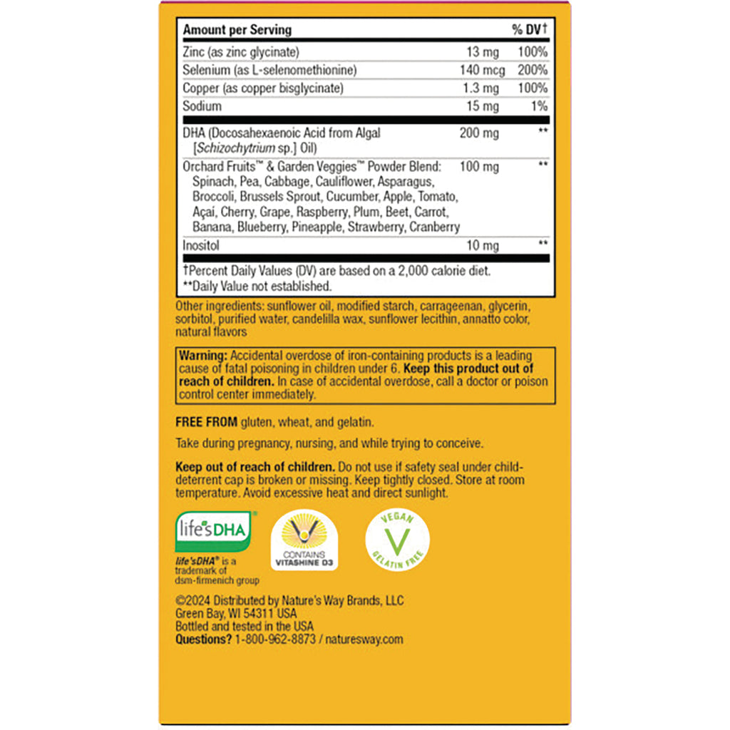 NW1043 | Back panel showing supplement facts, ingredient list, warnings, and brand logos on yellow packaging - Thumbnail