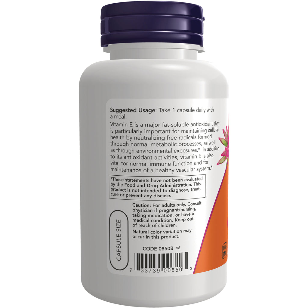 NWF744 | back label of white supplement bottle showing suggested usage, caution text, barcode and capsule size - Thumbnail
