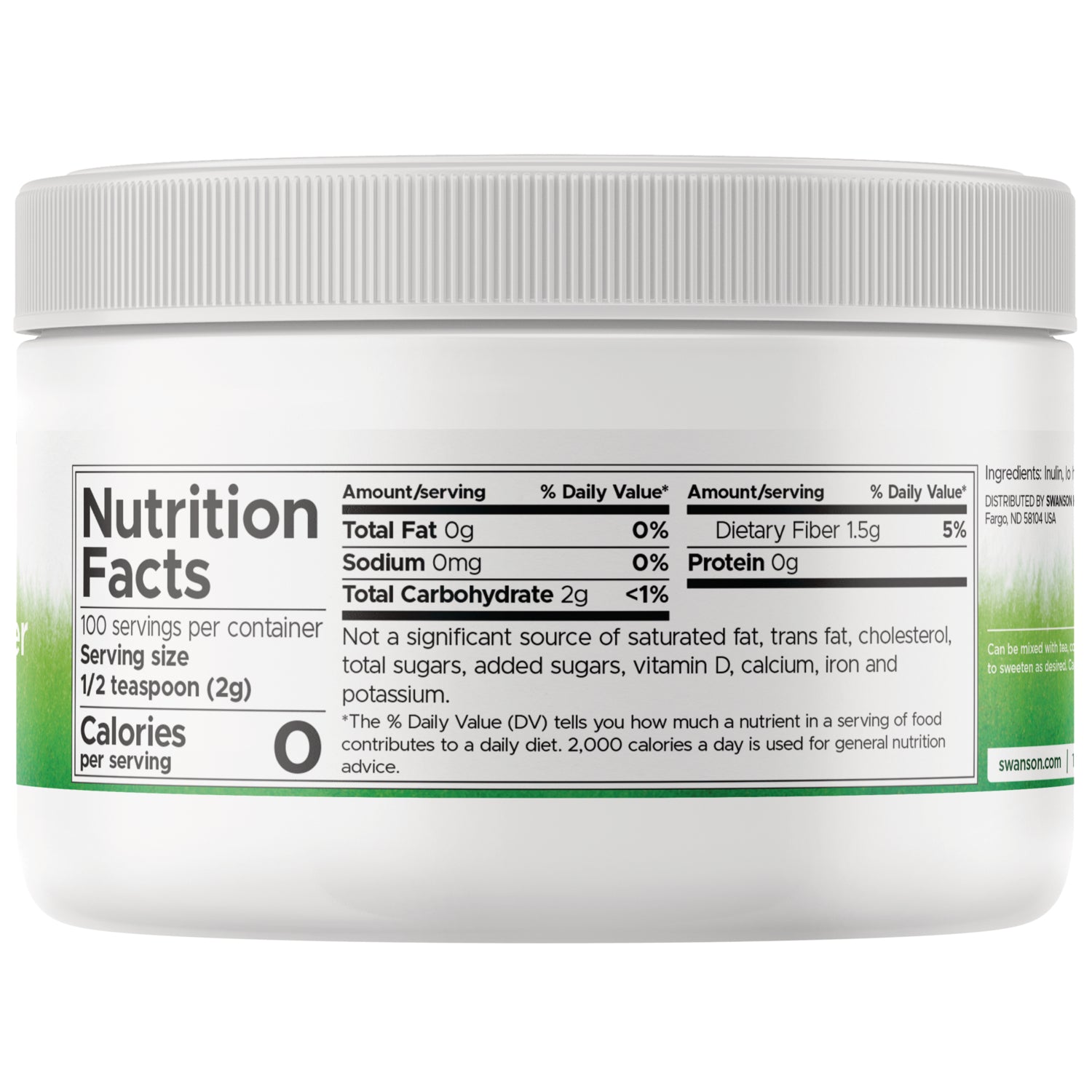 SW1415 | Back label with supplement facts and serving information