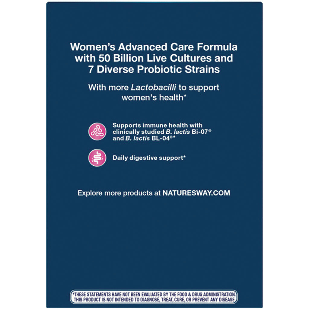 NW881 | Product infographic for women's probiotic stating 50 billion live cultures, 7 probiotic strains and NATURESWAY.COM - Thumbnail