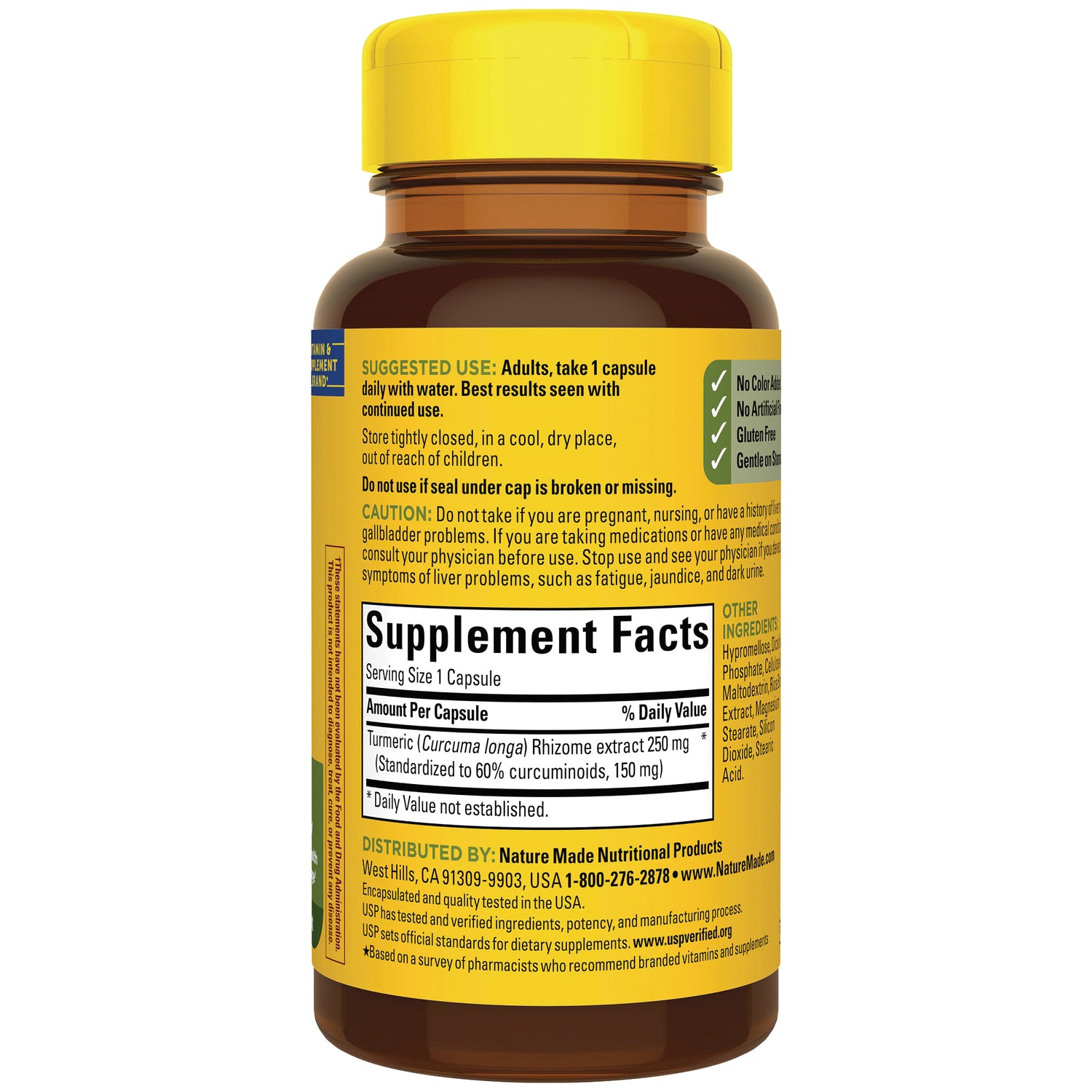 NTM186 | back of brown supplement bottle showing Supplement Facts panel, suggested use, and ingredients