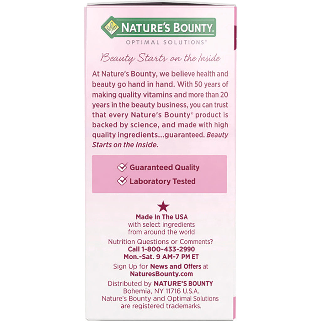 NBY106 | Nature's Bounty product infographic with brand text, Guaranteed Quality and Laboratory Tested badges, Made in the USA - Thumbnail