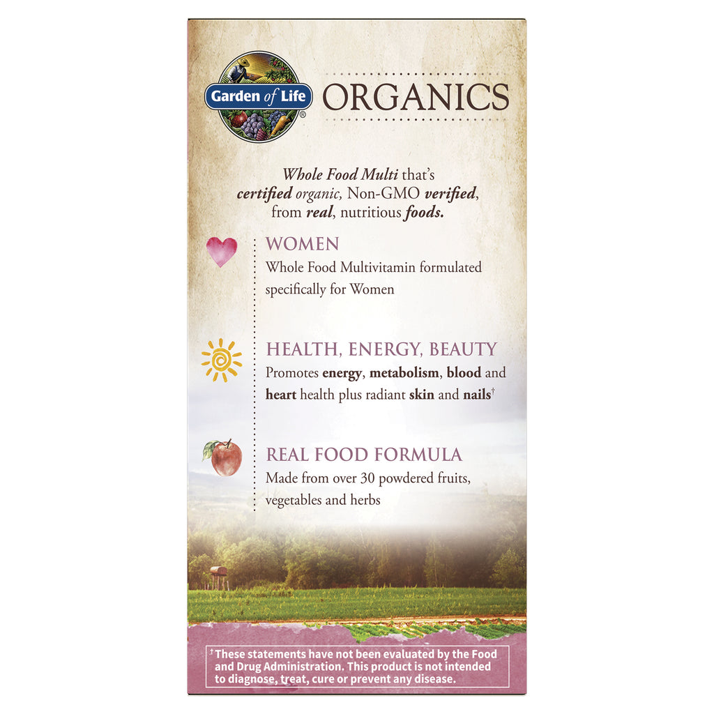 GLF178 | Garden of Life Organics infographic for women's whole food multivitamin highlighting health and real food formula - Thumbnail