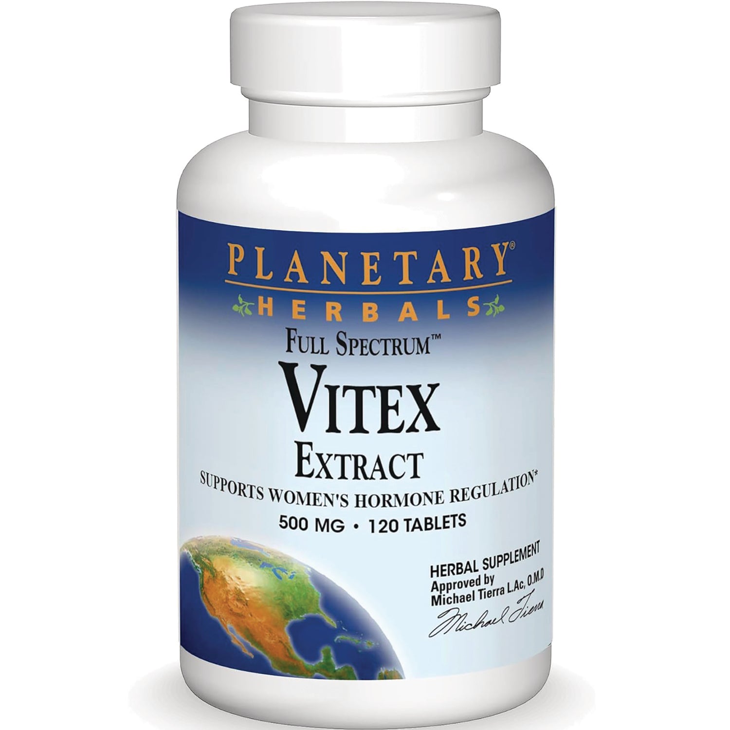 PF064 | Planetary Herbals Vitex Extract bottle front label, 500 mg, 120 tablets