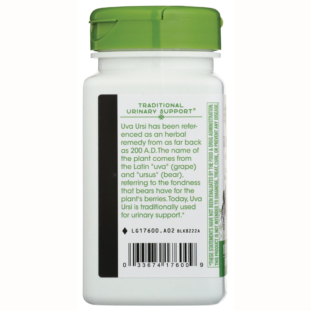 NW870 | back label of white supplement bottle with green cap reading Traditional Urinary Support and product text with barcode - Thumbnail